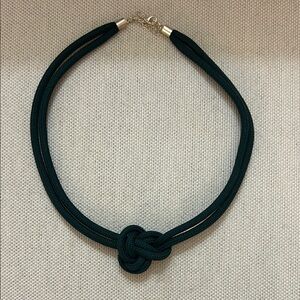 NWOT Dark Green Double Chord Strand Knotted Necklace w/ Asjustable Chain